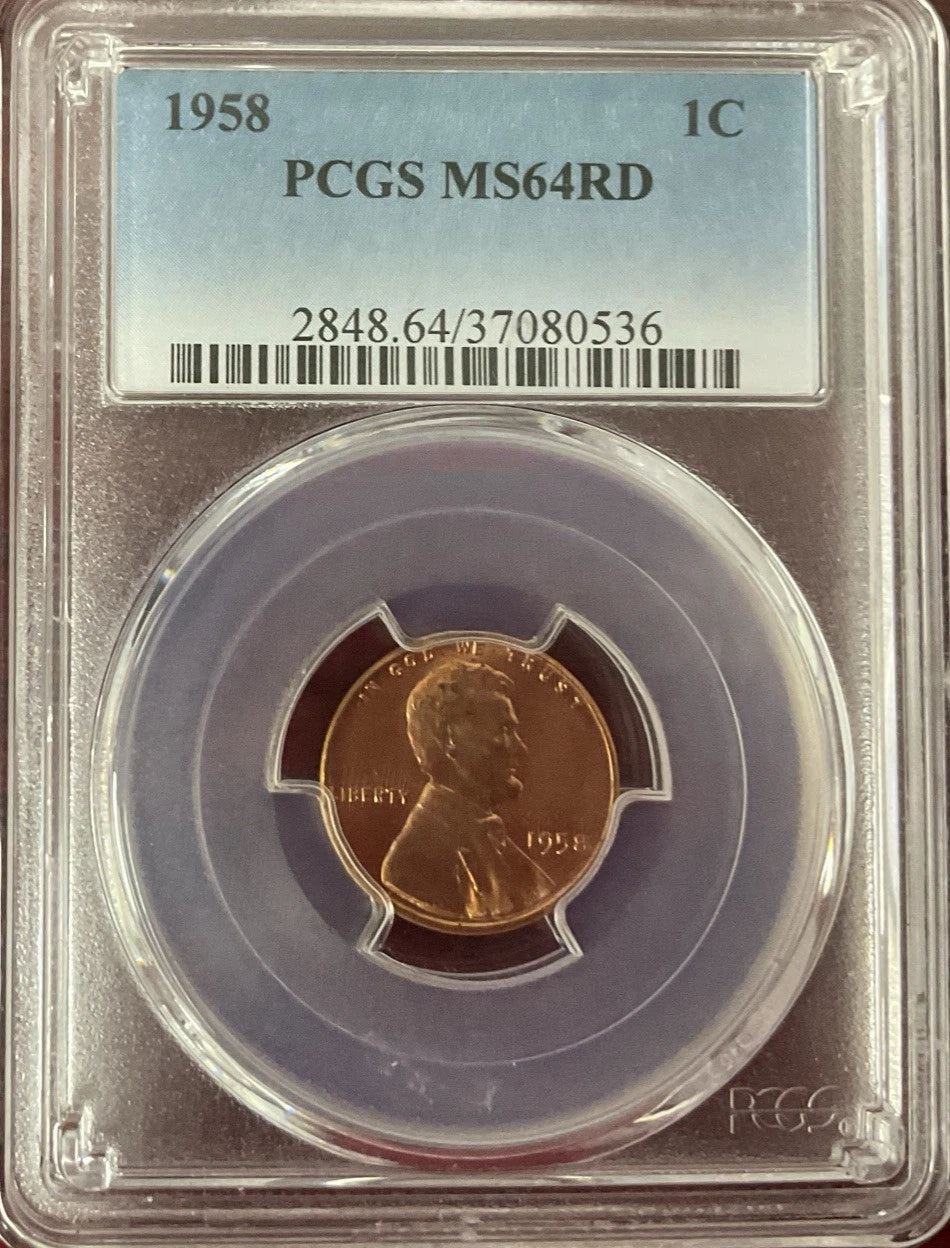 1958 Lincoln Cent PCGS MS64 RD