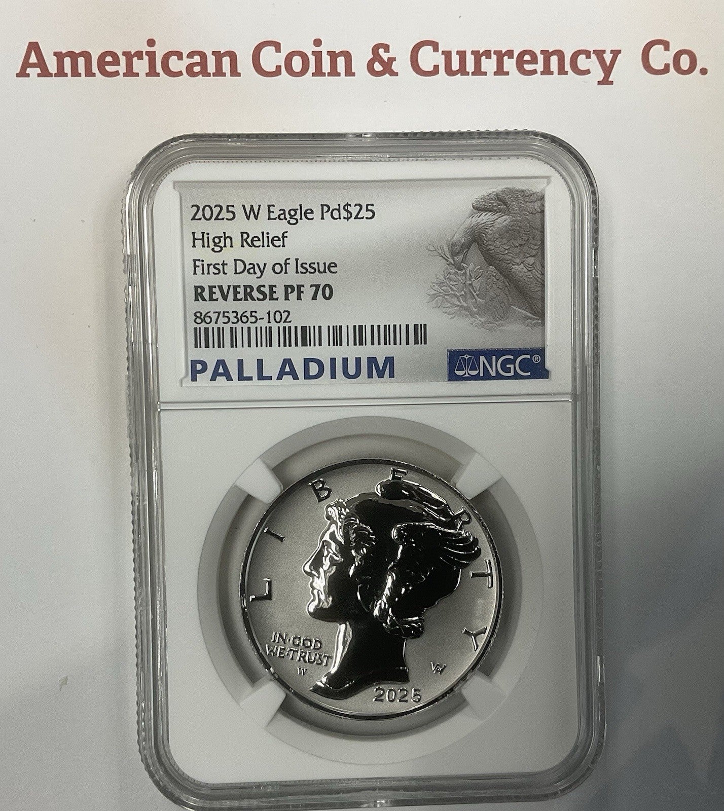 2025-W $25 High Relief Palladium Eagle NGC Reverse PF-70 FDI