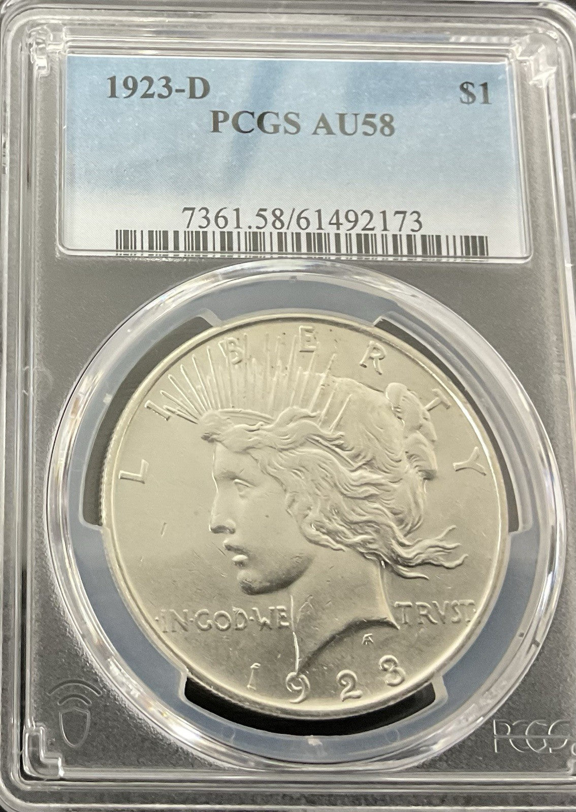 1923-D Peace Dollar PCGS AU58