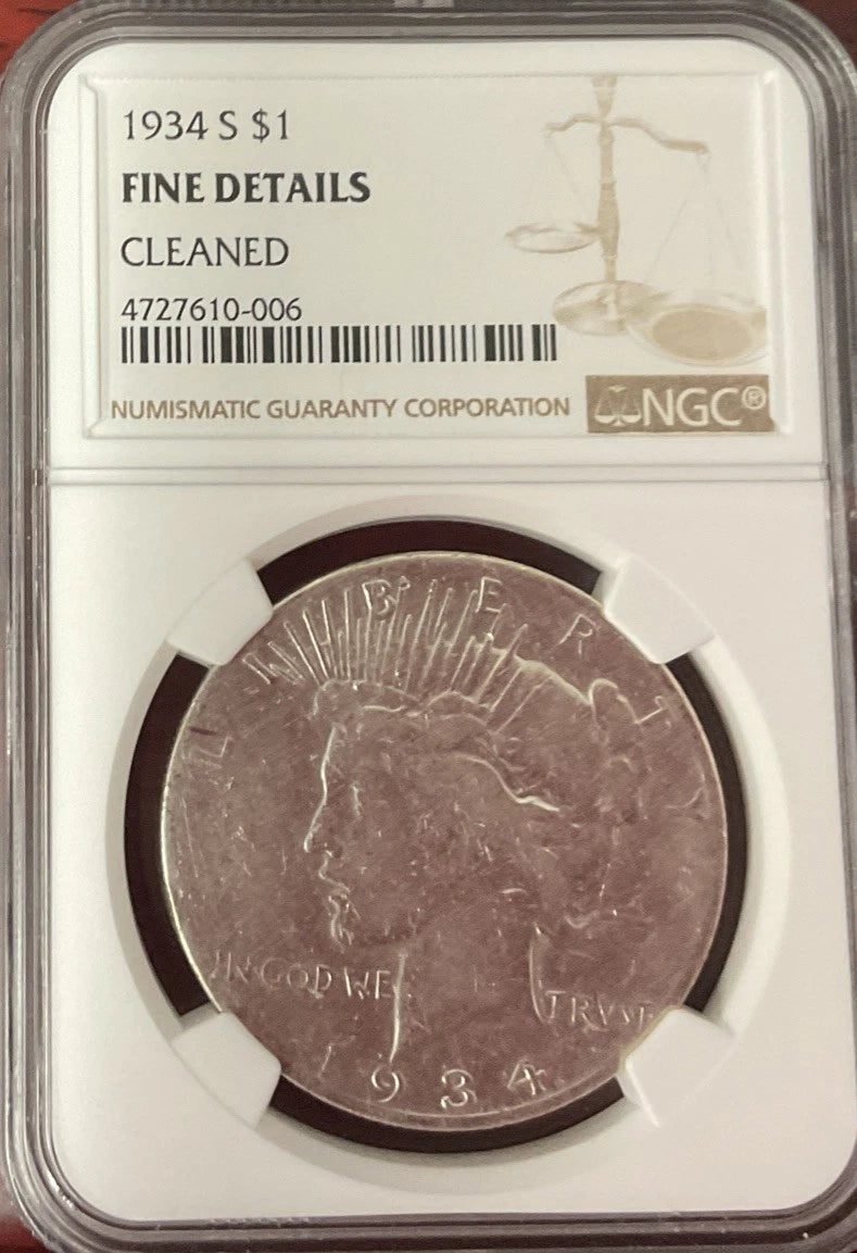 1934-S Peace Dollar NGC Fine Detail