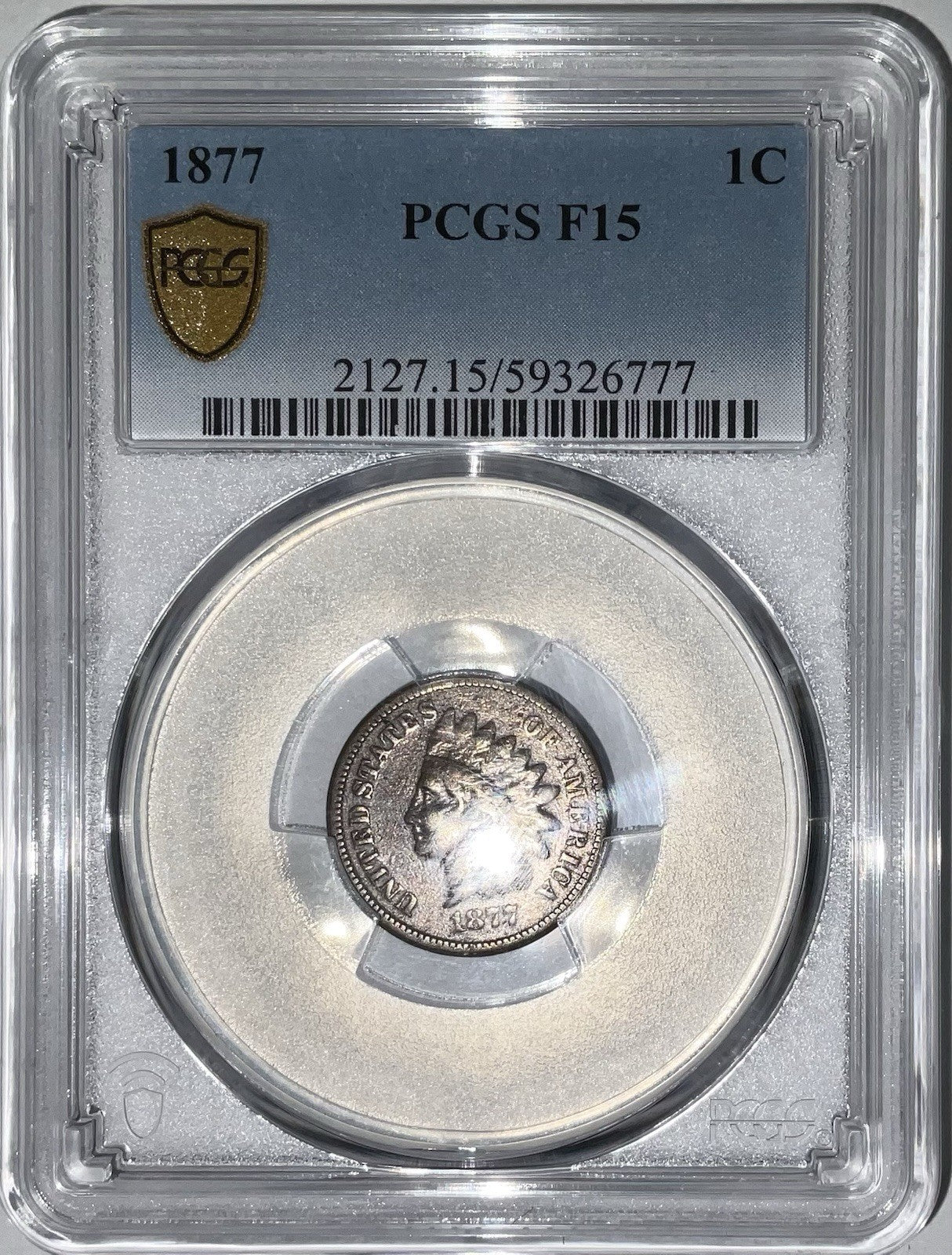 KEY DATE!! 1877 Indian Head Penny Cent PCGS F-15