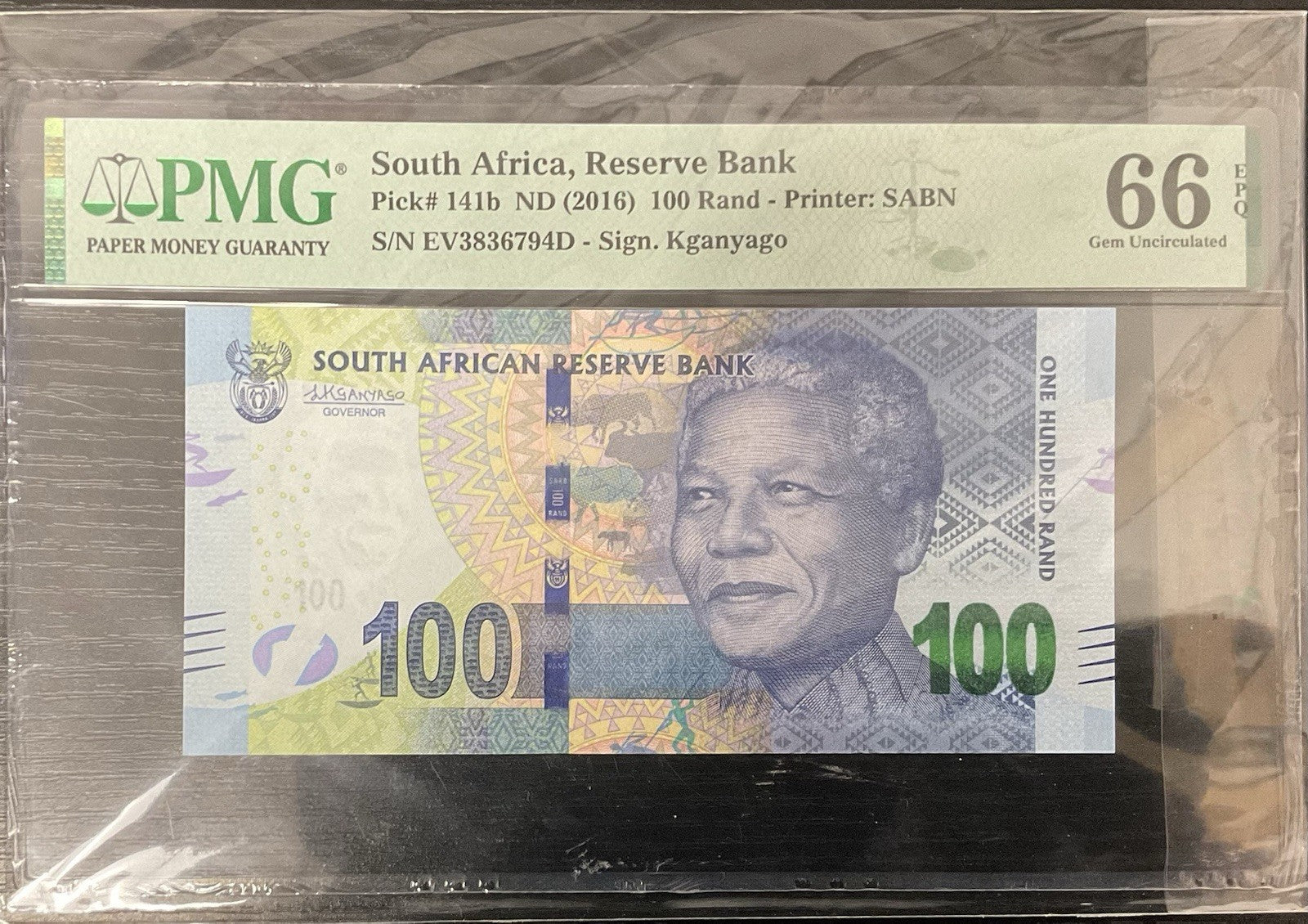 South Africa Reserve Bank 100 Rand Pick#141b PMG-66
