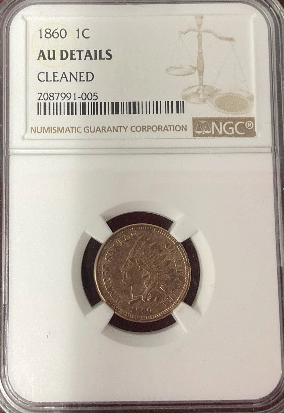 1860 Indian Head Penny NGC AU Detail
