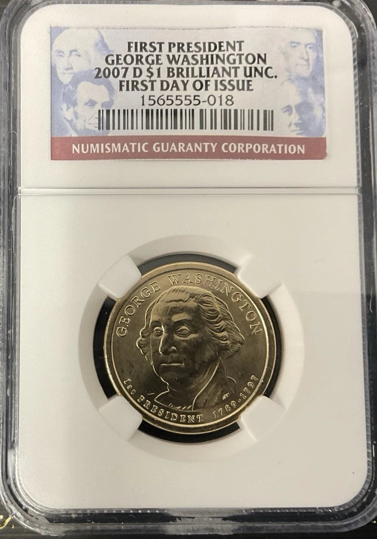 2007 D $1 NGC George Washington Brilliant UNC FDI