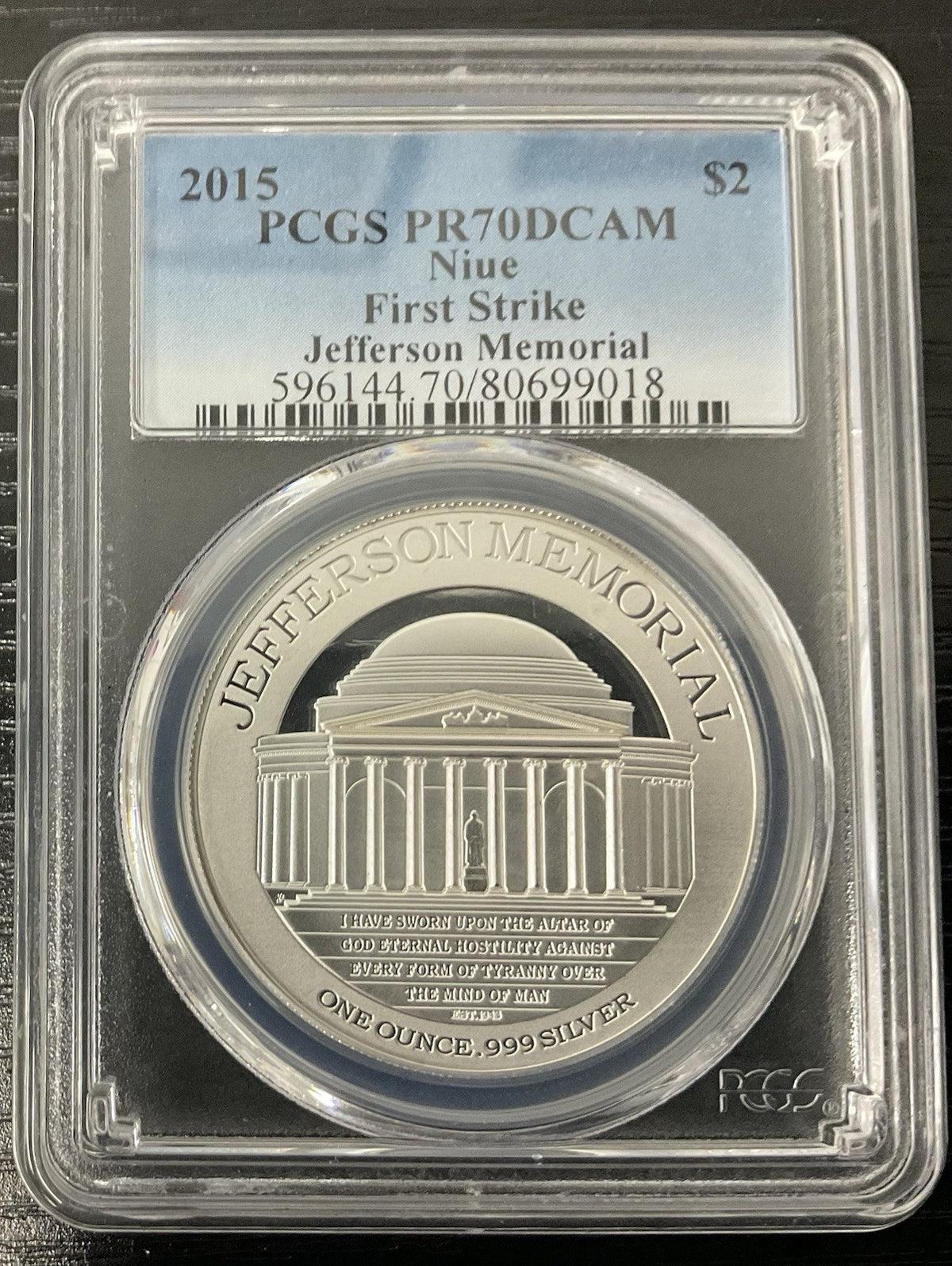 2015 $2 Jefferson Memorial PCGS PR70DCAM Niue First Strike