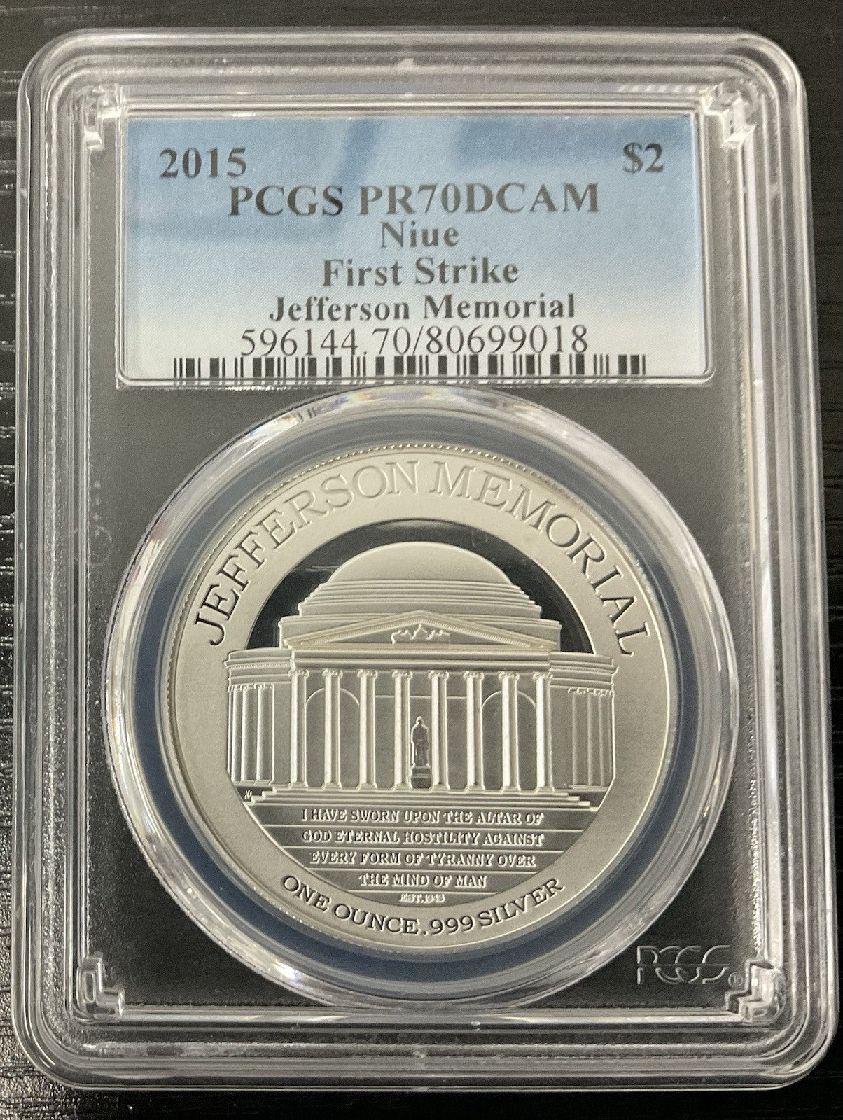2015 $2 Jefferson Memorial PCGS PR70DCAM Niue First Strike