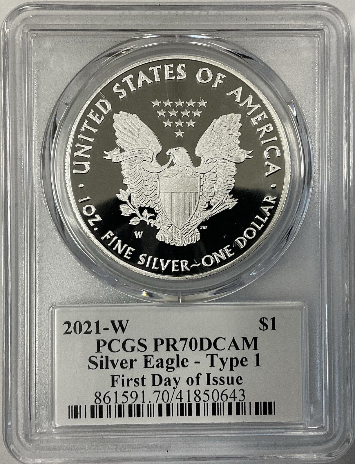 2021-W Silver Eagle PCGS PR70DCAM Type-1 FDI Cleveland Signed
