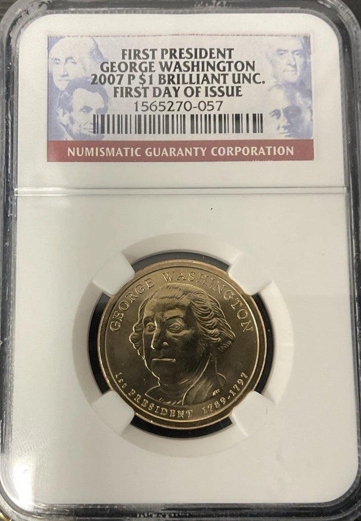 2007 P $1 NGC George Washington Brilliant UNC FDI
