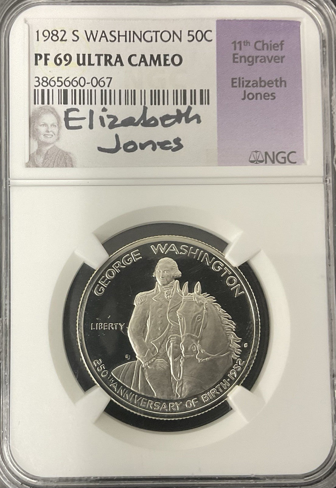 1982 S WASHINGTON 50C NGC PF69 Ultra Cameo Signed by Jones