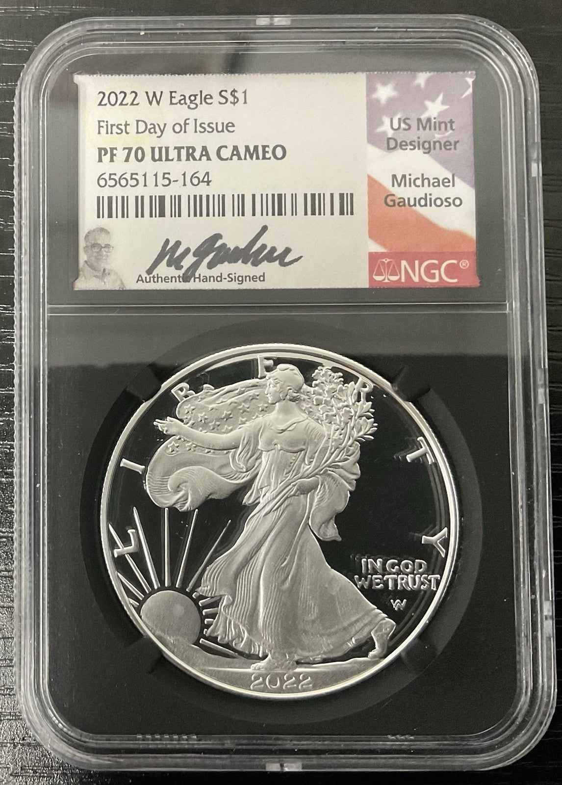 2022-W Silver Eagle NGC PF70UC FDI Signed By Gaudioso