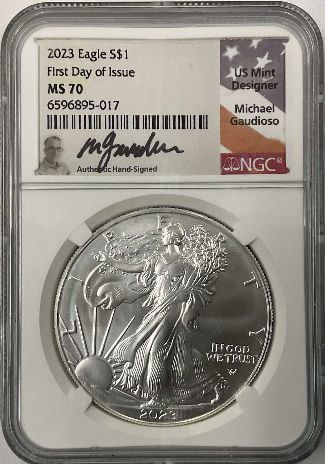 2023 Silver Eagle NGC MS-70 Signed By Guadioso