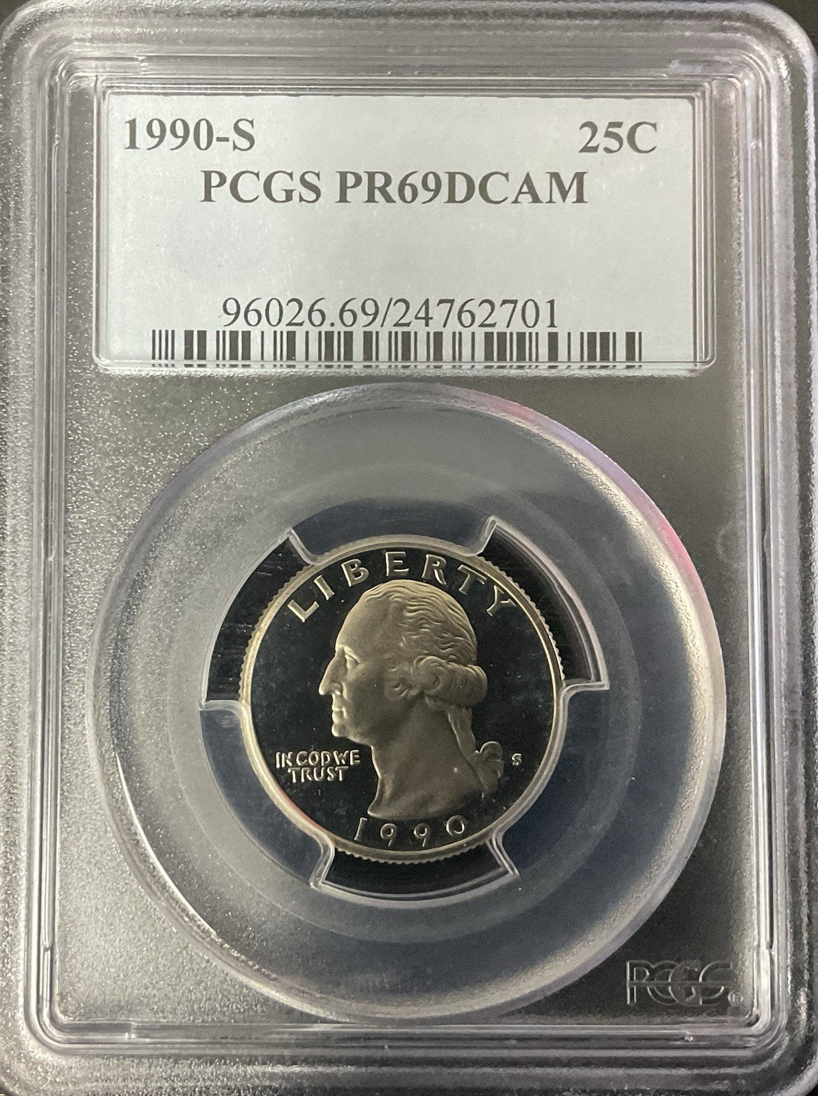 1990-S 25C PCGS 69 DCAM