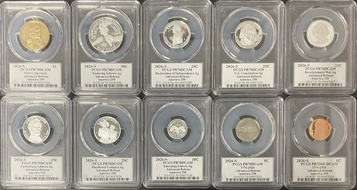 2026 10 Coin Limited Edition Proof Set PCGS PR70 Advanced Release Damstra Signed