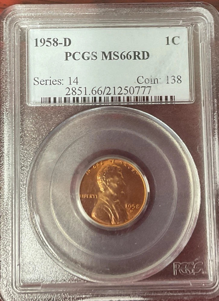 1958-D Lincoln Cent PCGS MS66 RD
