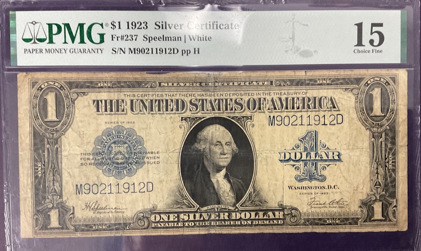 $1 1923 Silver Certificate Fr#237 PMG-15