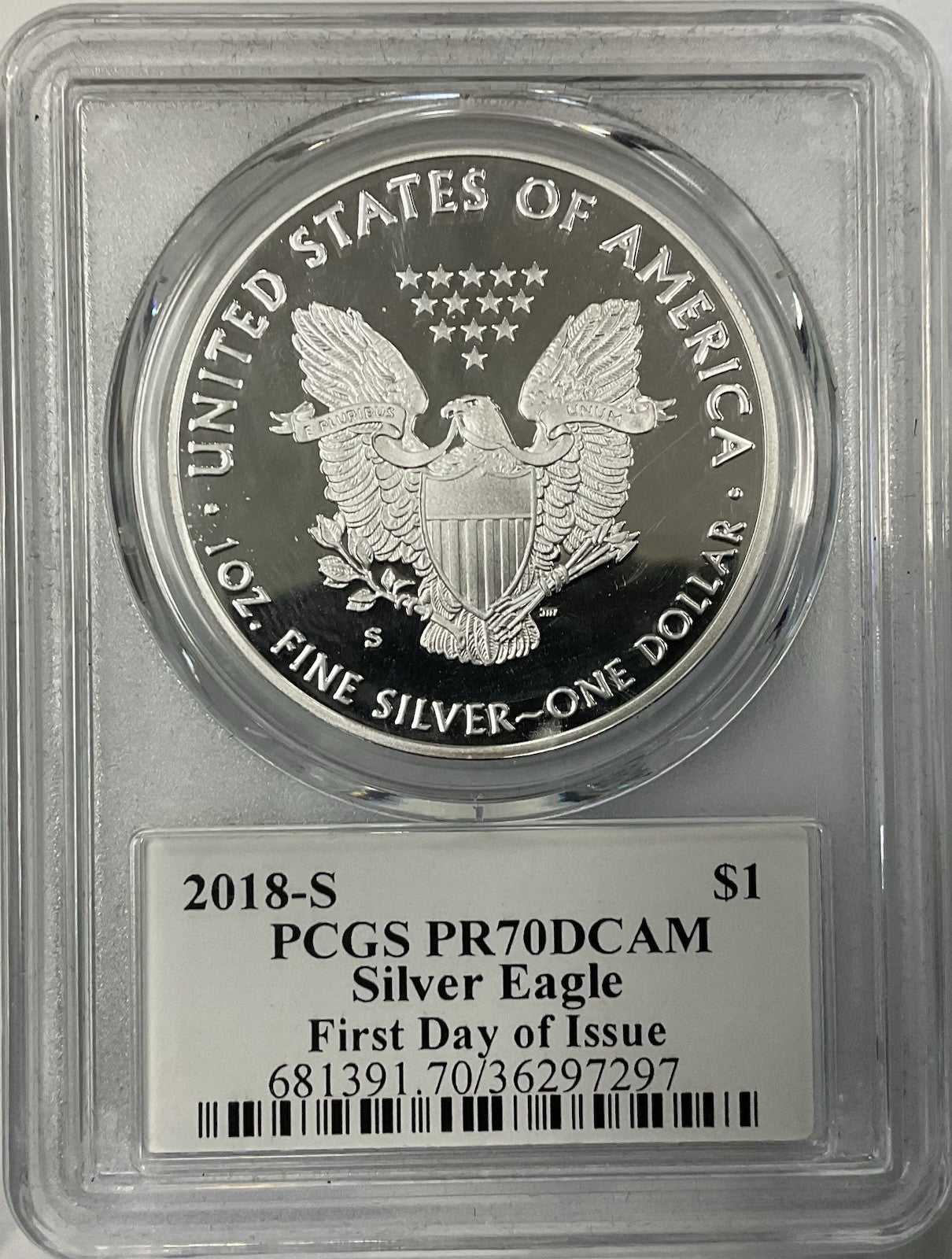 2018-S Silver Eagle PCGS PR70DCAM FDI Cleveland Signed