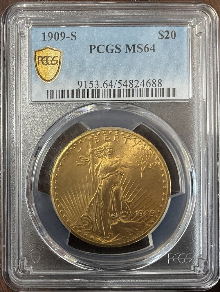 1909-S $20 Saint Gaudens PCGS GS MS-64