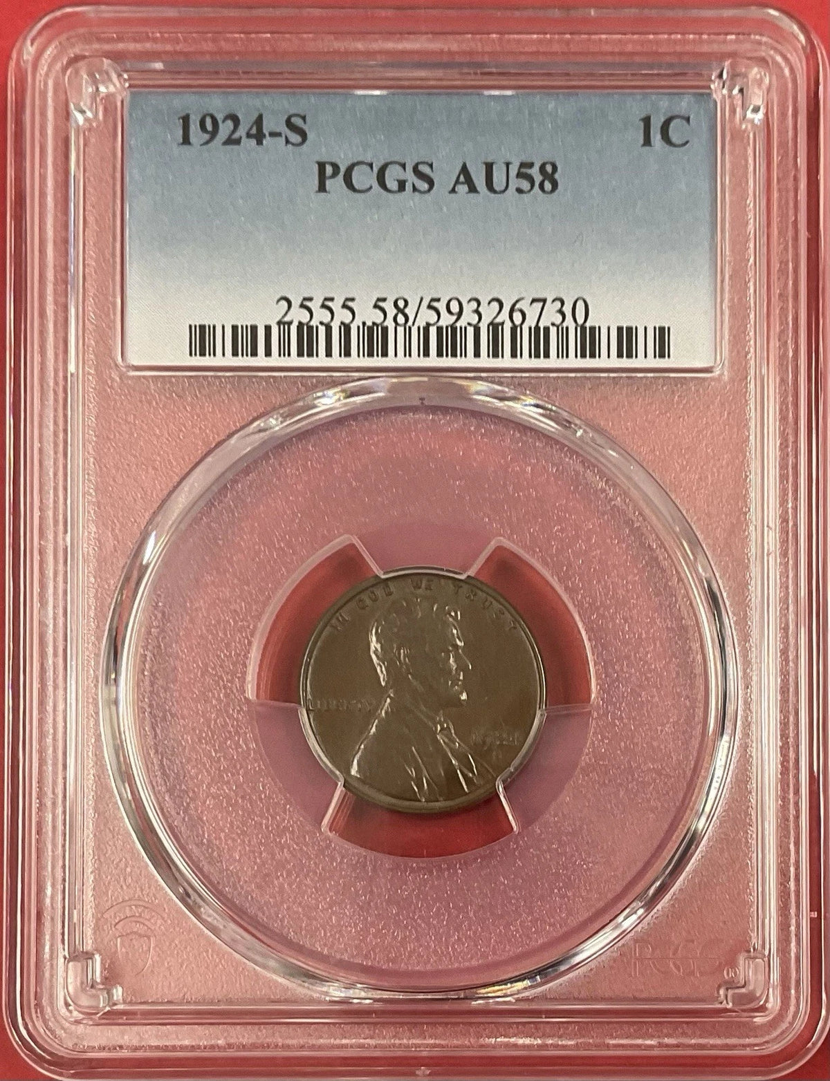 1924-S Lincoln Cent PCGS AU-58