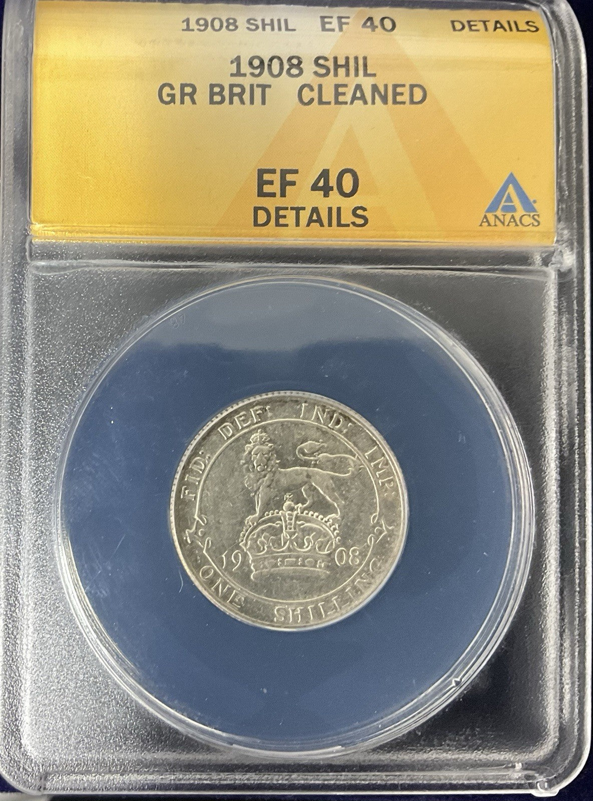 1908 Shilling ANACS EF40 Details