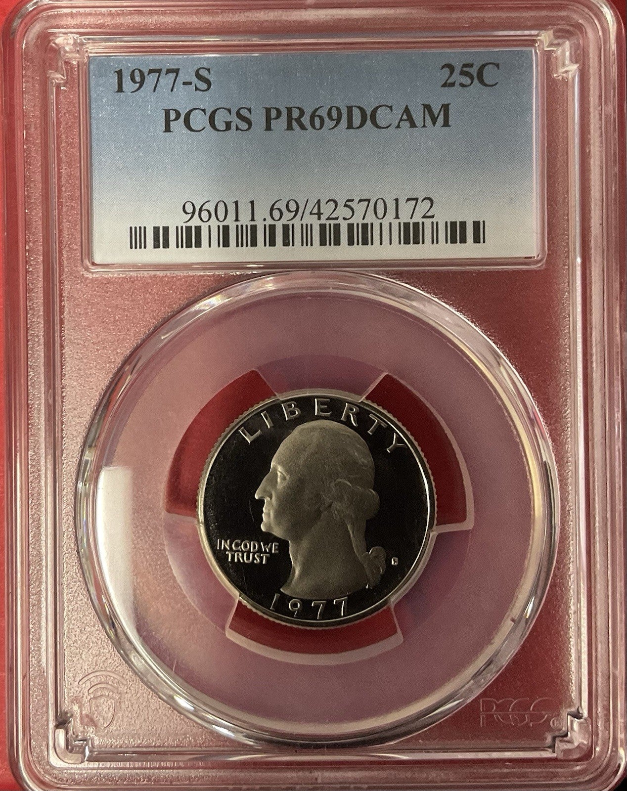 1977-S 25C PCGS 69 DCAM