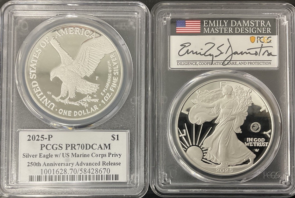 2025-P ASE Marine Corps Privy PCGS PR70DCAM Advanced Release Damstra Signed