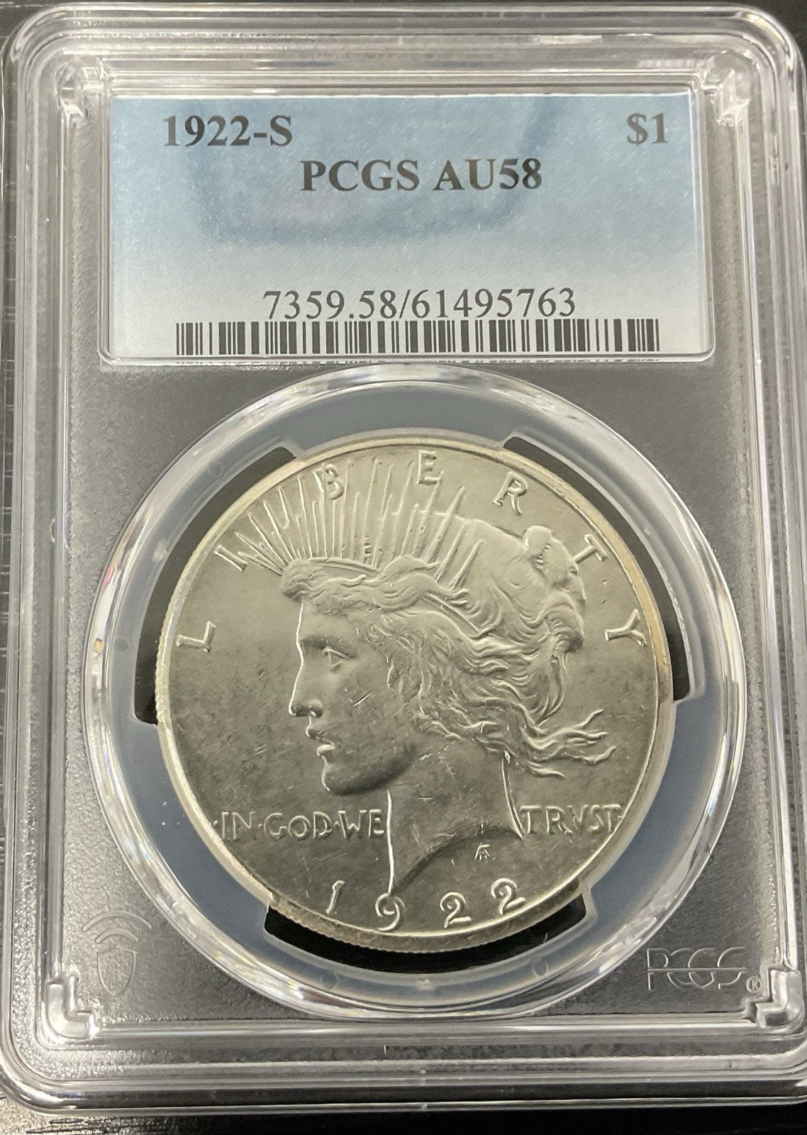 1922-S Peace Dollar PCGS AU58