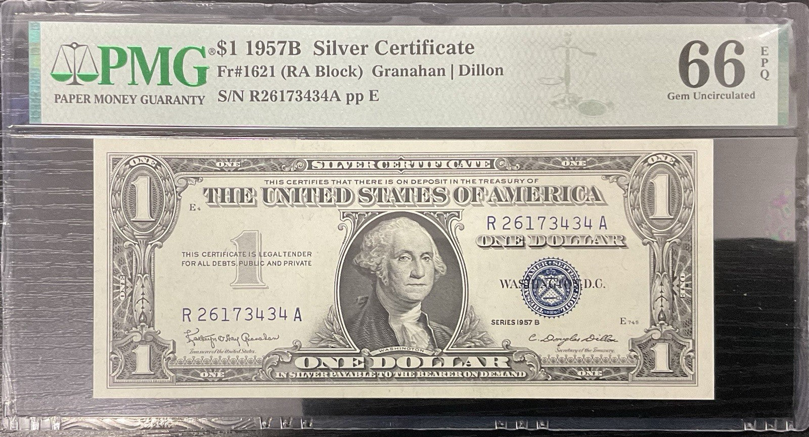 Series 1957 $1 Silver Certificate Fr#1621 PMG 66 EQP