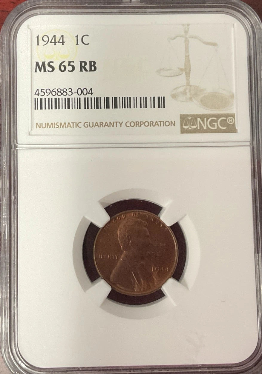 1944 Lincoln Cent NGC MS65RB Toned