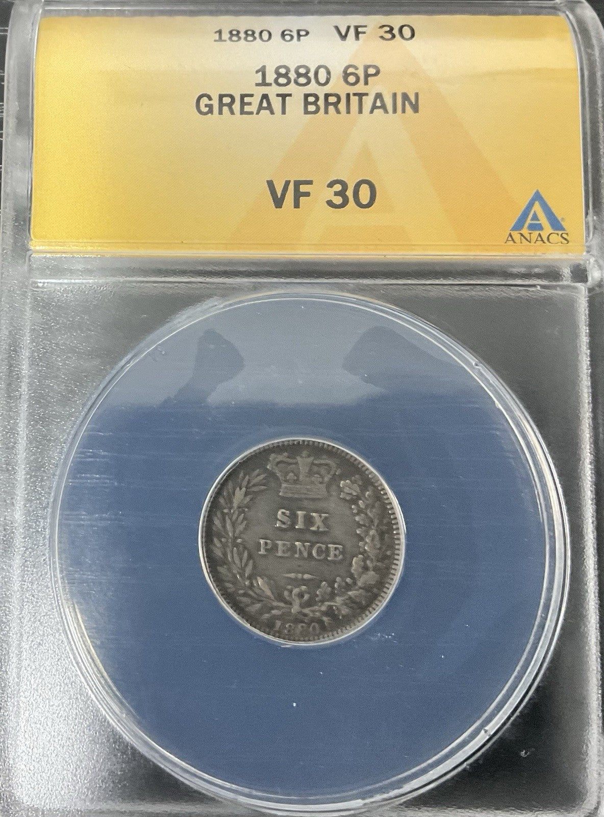 1880 SIXPENCE G.Britain ANACS VF30