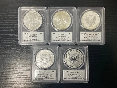 2011 25th Anniversary Limited Edition 5 Coin Silver Eagle Set PCGS David Hall