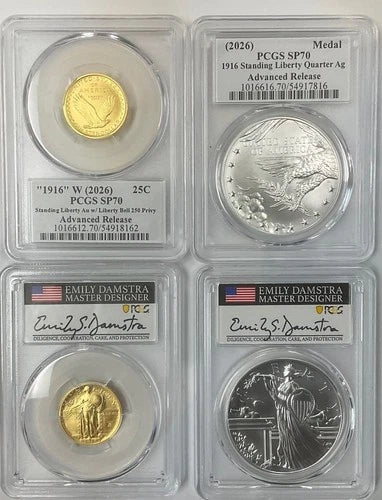 2026 Best of the Mint 1916 Standing Liberty Quarter Set PCGS SP70 AR Damstra 250