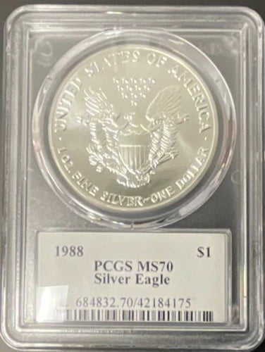 1988 American Silver Eagle 🪙 PCGS MS70 | Mercanti Signed | Early Date Gem